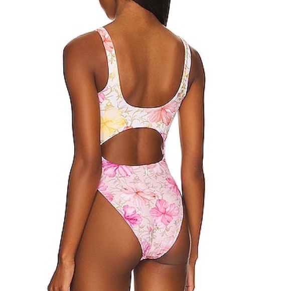LOVESHACKFANCY X Hurley Cheeky One Piece in Hibiscus Cut Out Swimsuit Small New - Picture 5 of 9